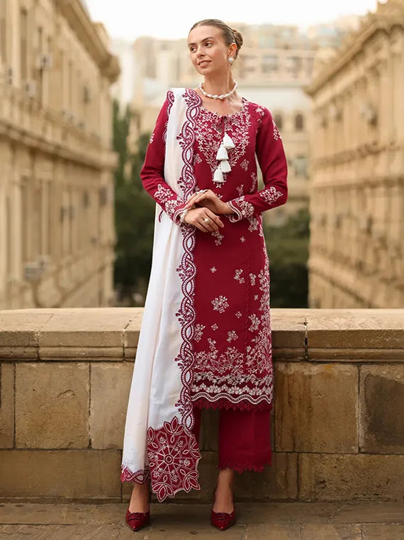 Rang Rasiya Carnation Embroidered Karandi Collection 2025 (D-05 Rose)