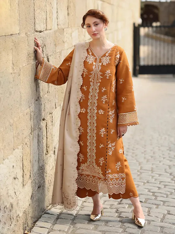 Rang Rasiya Carnation Embroidered Karandi Collection 2025 (D-08 Cappuccino)