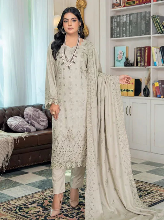 Rubab Embroidered Jacquard Wool Collection 2025 by Riaz Arts (D-07)