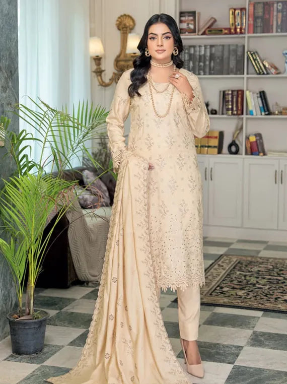 Rubab Embroidered Jacquard Wool Collection 2025 by Riaz Arts