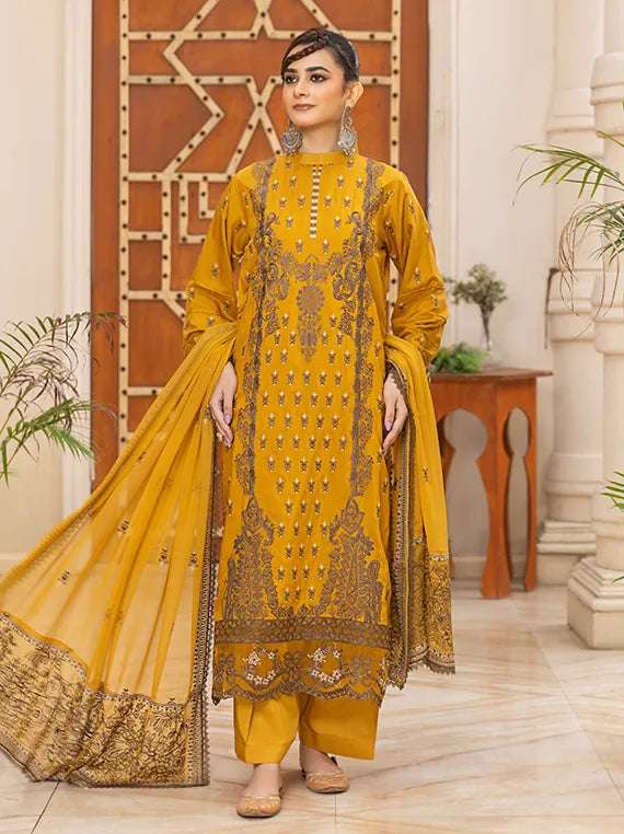 Saffron Embroidered Viscose Collection 2025 by Azam Arts (D-1913)