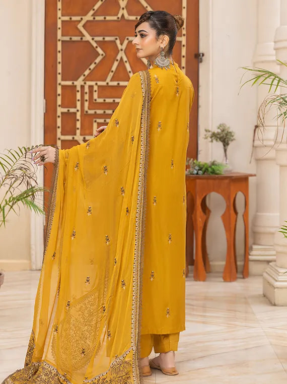 Saffron Embroidered Viscose Collection 2025 by Azam Arts (D-1913)