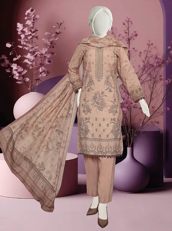 Shangrila Embroidered Printed Peach Slub Collection 2025 by ABC (D-466)