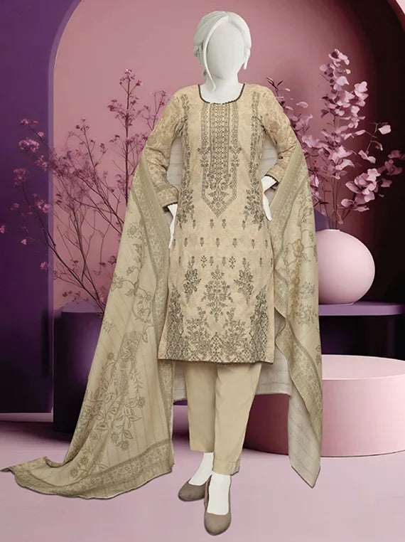 Shangrila Embroidered Printed Peach Slub Collection 2025 by ABC (D-470)