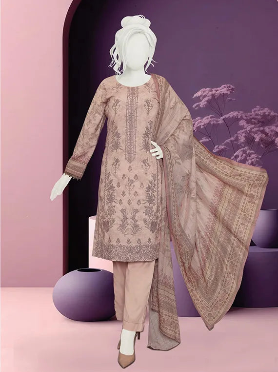 Shangrila Embroidered Printed Peach Slub Collection 2025 by ABC (D-471)