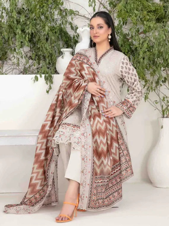 Shazmina Embroidered Lawn Collection 2025 By Tawakkal Fabric (D-1051)