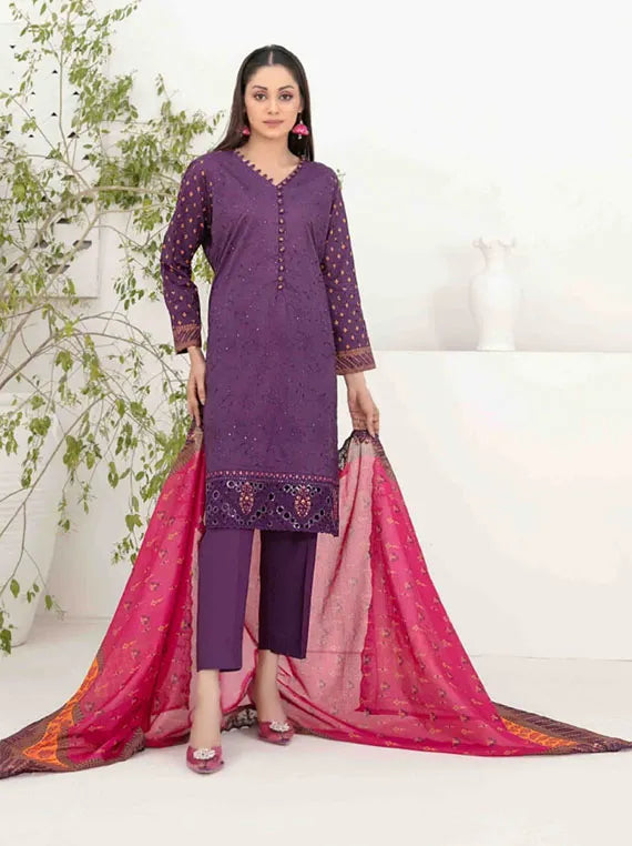 Shazmina Embroidered Lawn Collection 2025 By Tawakkal Fabric (D-1053)
