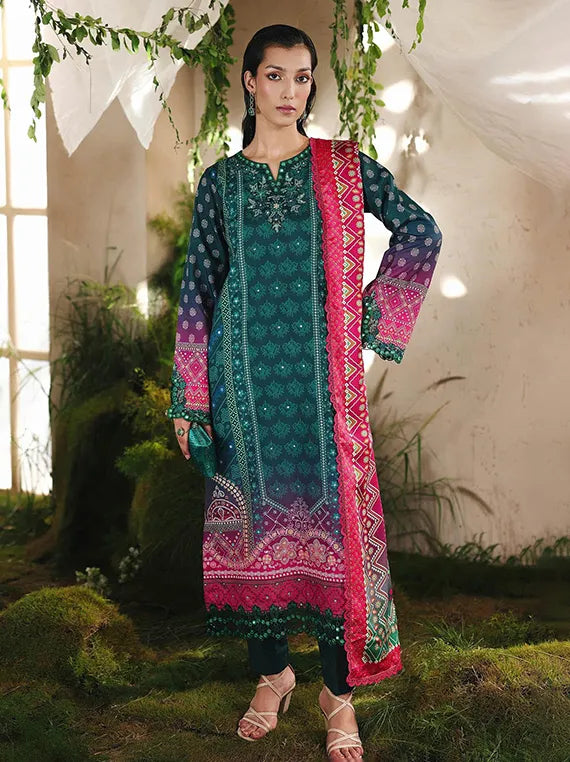 Silah Printed & Embroidered Raw Silk Collection 2025 by RajBari (D-08)