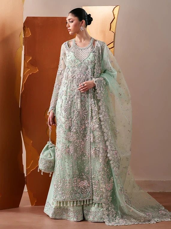 Starlit Jewels Embroidered Organza Collection 2026 by Emaan Adeel (Moonstone Gleam)