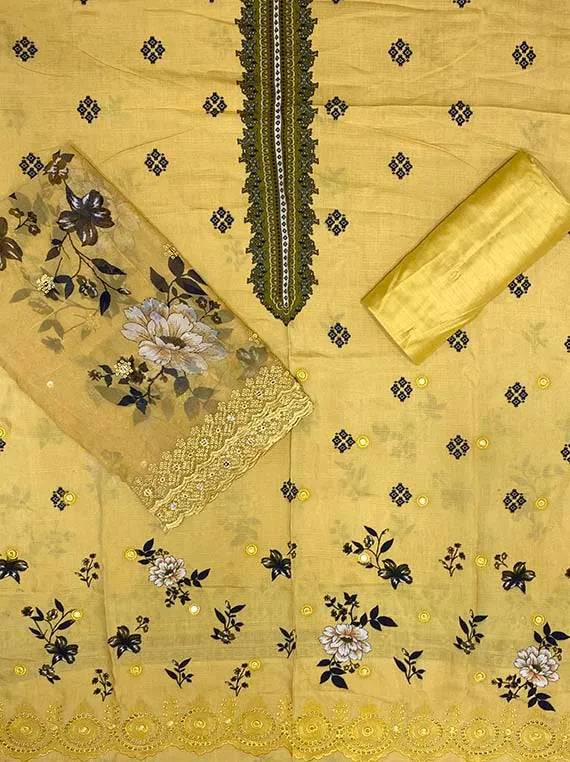 The Snuggle Embroidered Viscose Slub Linen Edit 2025 (25DK10-05)