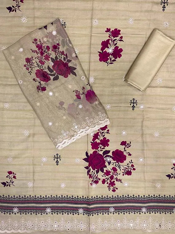 The Snuggle Embroidered Viscose Slub Linen Edit 2025 (25DK10-07)