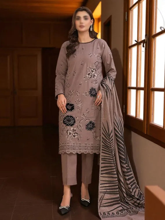 VOGUE by Fantak Embroidered Dhanak Collection 2025 (D-01)