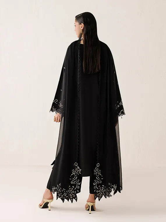 Veira by Farasha Unstitched Embroidered Raw Silk'26 (03-Midnite Luxe)