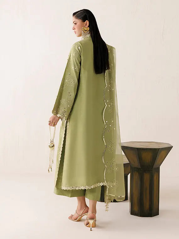 Veira by Farasha Unstitched Embroidered Raw Silk'26 (04-Moss Grace)