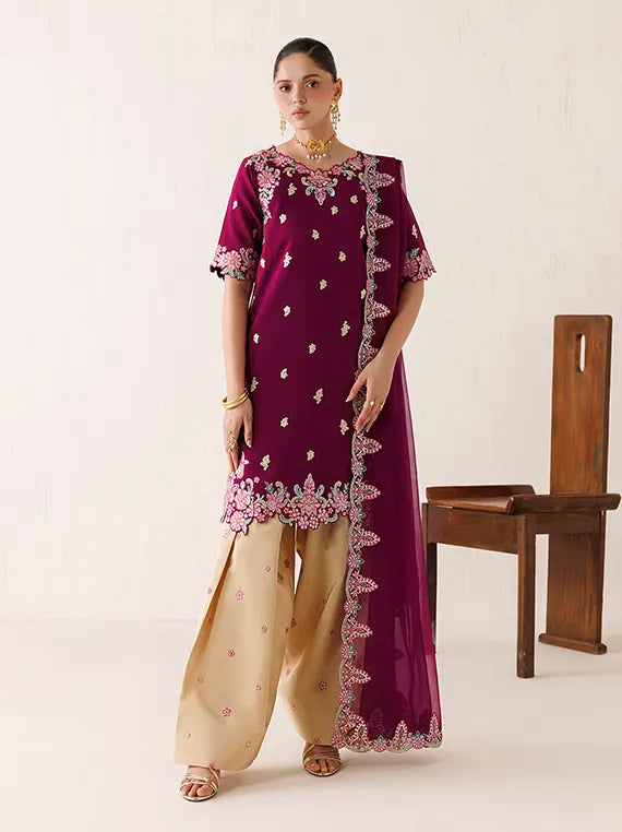 Veira by Farasha Unstitched Embroidered Raw Silk'26 (09-Dune Blossom)