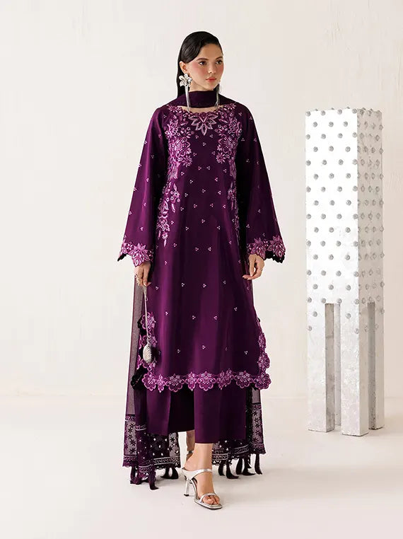 Veira by Farasha Unstitched Embroidered Raw Silk'26 (11-Dusk Veil)