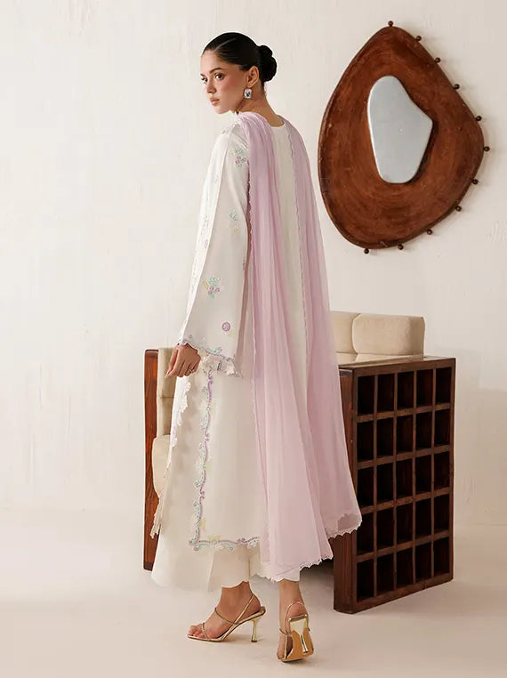 Veira by Farasha Unstitched Embroidered Raw Silk'26 (12-Lunaire Pearl)
