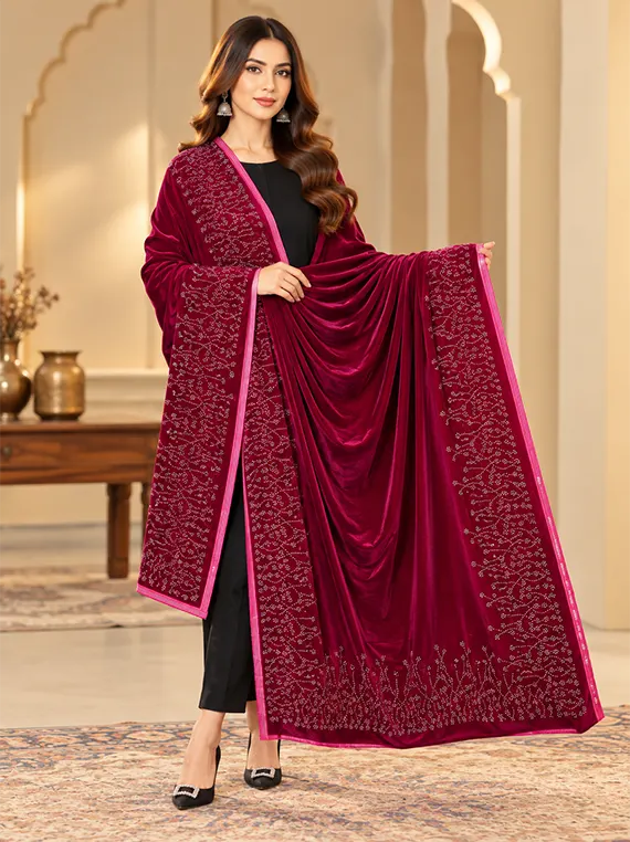 Velvet Shawl for Women Luxury Edit 2026 Vol-25DS38 (D-08)