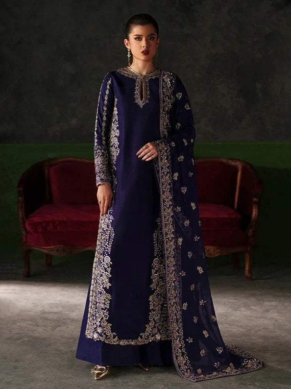 Verve by Emaan Adeel Silk Embroidered Unstitched Collection 2026 (AZURE SAPPHIRE)