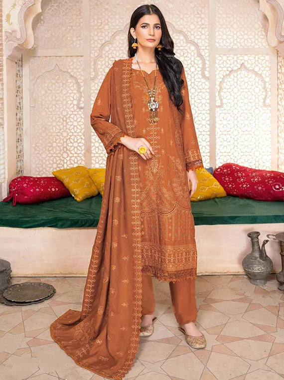Wafa Embroidered Dhanak Collection 2024 By Riaz Arts (D-08)