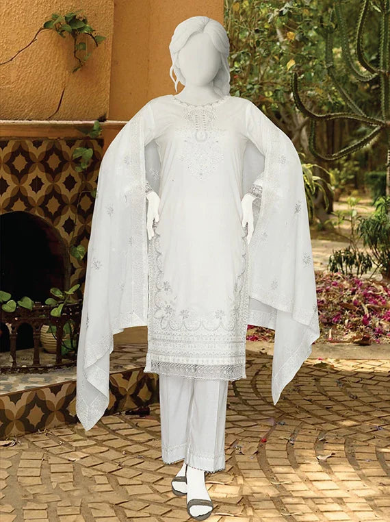 White Glow Embroidered Fancy Lawn Collection 2026 (ABC-177)