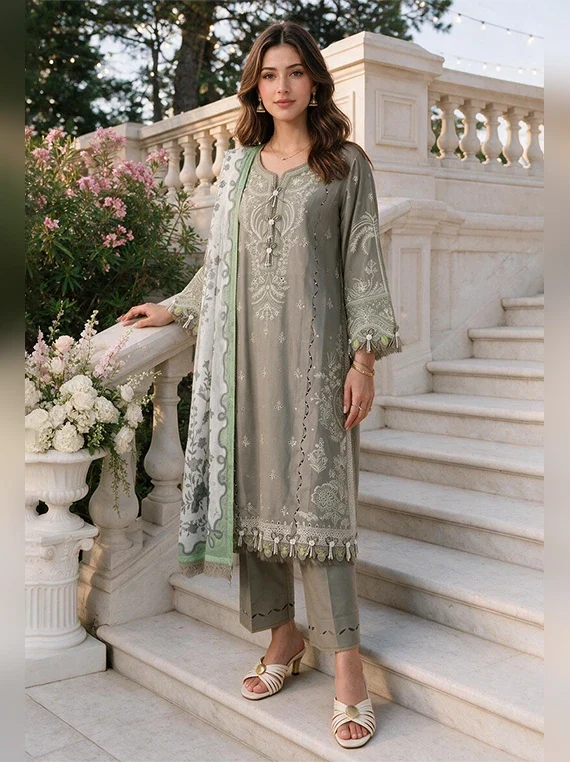 Zellbury Chikankari Cambric Cotton Unstitched Collection 2026 (WUS26E34108)