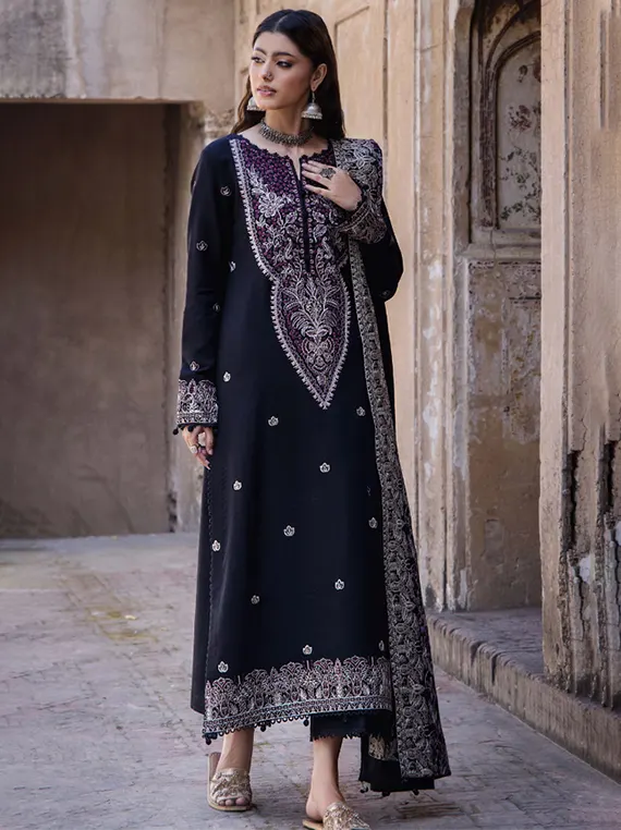 Zephyr Embroidered Wool By HumDum Collection 2026 (D-01)