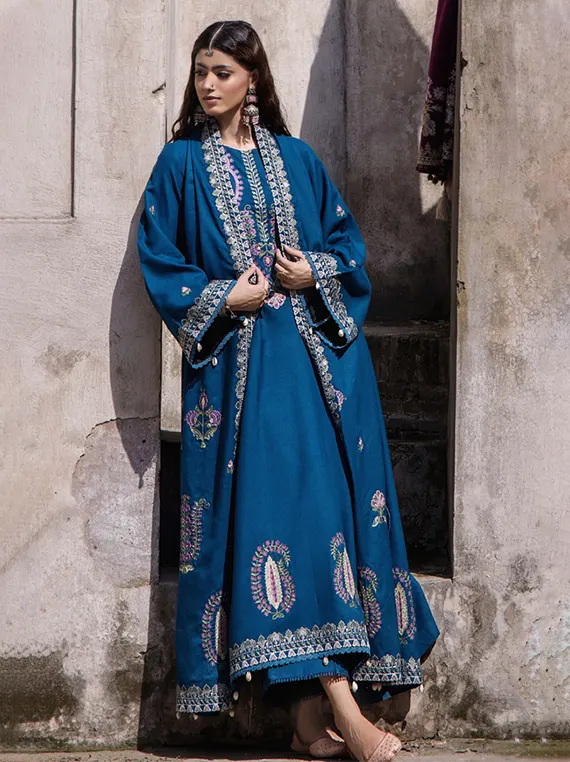 Zephyr Embroidered Wool By HumDum Collection 2026 (D-03)
