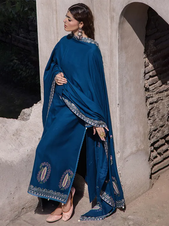 Zephyr Embroidered Wool By HumDum Collection 2026 (D-03)