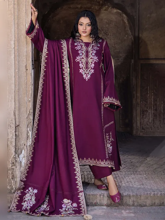 Zephyr Embroidered Wool By HumDum Collection 2026 (D-07)