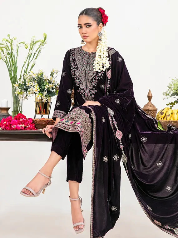 Zuakh by Tawakkal Fabrics Unstitched Embroidered Velvet Collection'26 (D-6731)