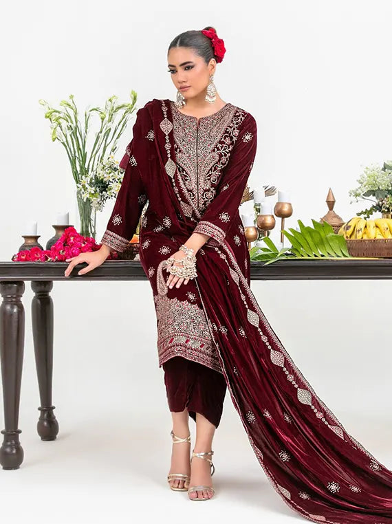 Zuakh by Tawakkal Fabrics Unstitched Embroidered Velvet Collection'26 (D-6732)