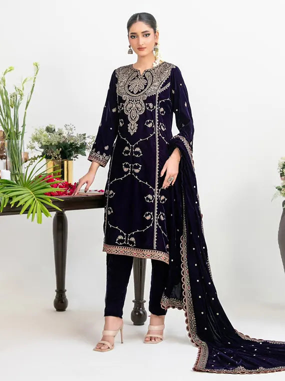 Zuakh by Tawakkal Fabrics Unstitched Embroidered Velvet Collection'26 (D-6733)
