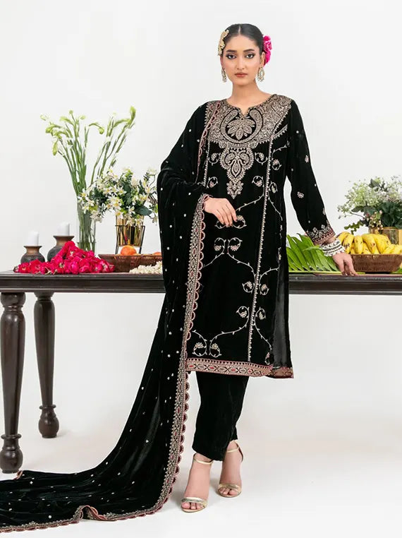 Zuakh by Tawakkal Fabrics Unstitched Embroidered Velvet Collection'26 (D-6734)