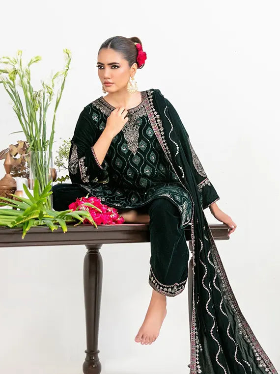 Zuakh by Tawakkal Fabrics Unstitched Embroidered Velvet Collection'26 (D-6736)