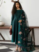 Iris Embroidered  Eid Lawn Collection 2023 By Jazmin (GREEN GEMSTONE)