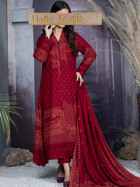Sirr-e-Ayaan-Silk-Peach-Collection-2023-By-Hafiz-Textile-D3-Red-Umar-Poshak-Mehal
