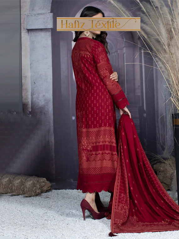 Sirr e Ayaan Silk Peach Collection 2023 By Hafiz Textile (D3- Red)